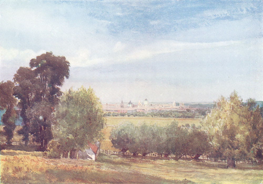 OXFORD. Oxford, from the South Hinksey 1903 old antique vintage print picture